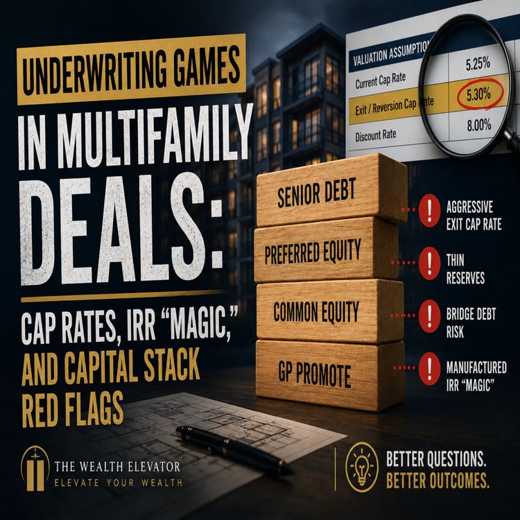 cover art for Underwriting Games in Multifamily Deals: Cap Rates, IRR “Magic,” and Capital Stack Red Flags