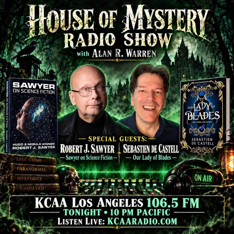 cover art for Robert J. Sawyer (Sawyer on Science)& Sebastien de Castell (Our Lady of Blades)