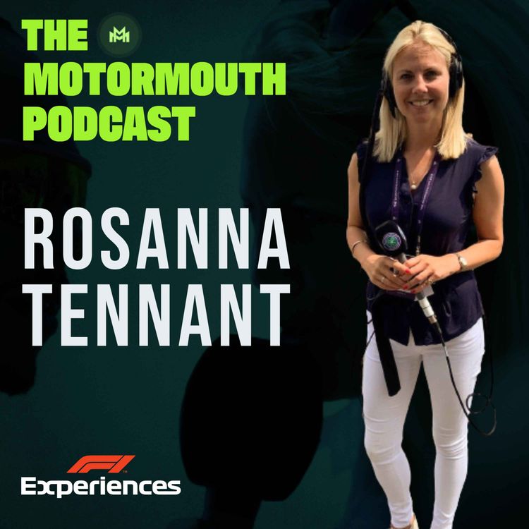 cover art for Ep 111 with F1 broadcaster Rosanna Tennant 