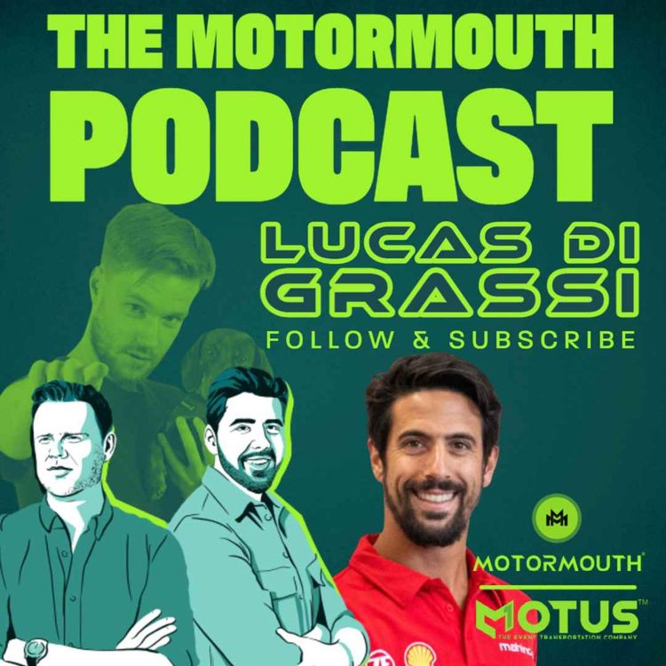 cover art for Ep 133 with Lucas di Grassi (Formula E driver and sustainability legend)