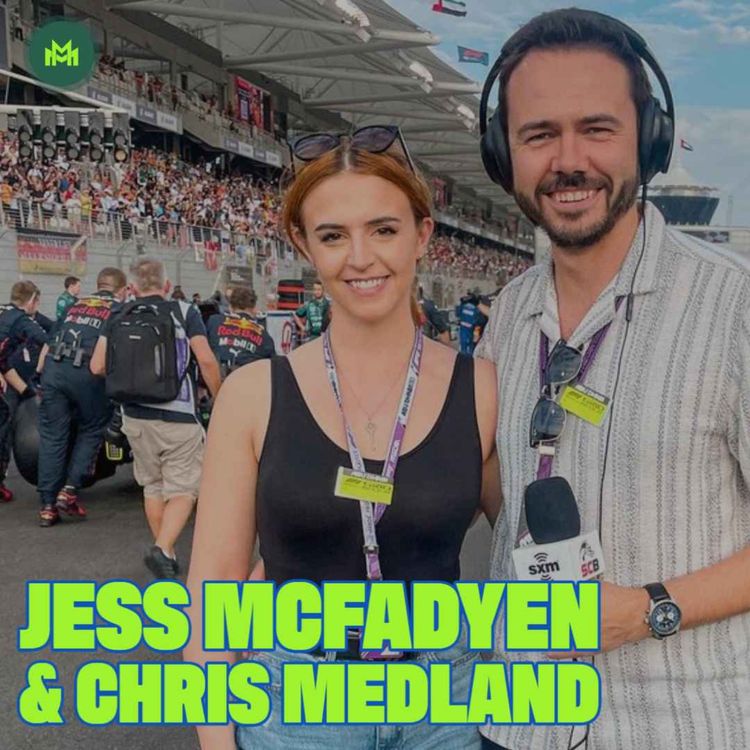 cover art for Ep 143 with Jess & Chris (F1 media power couple)