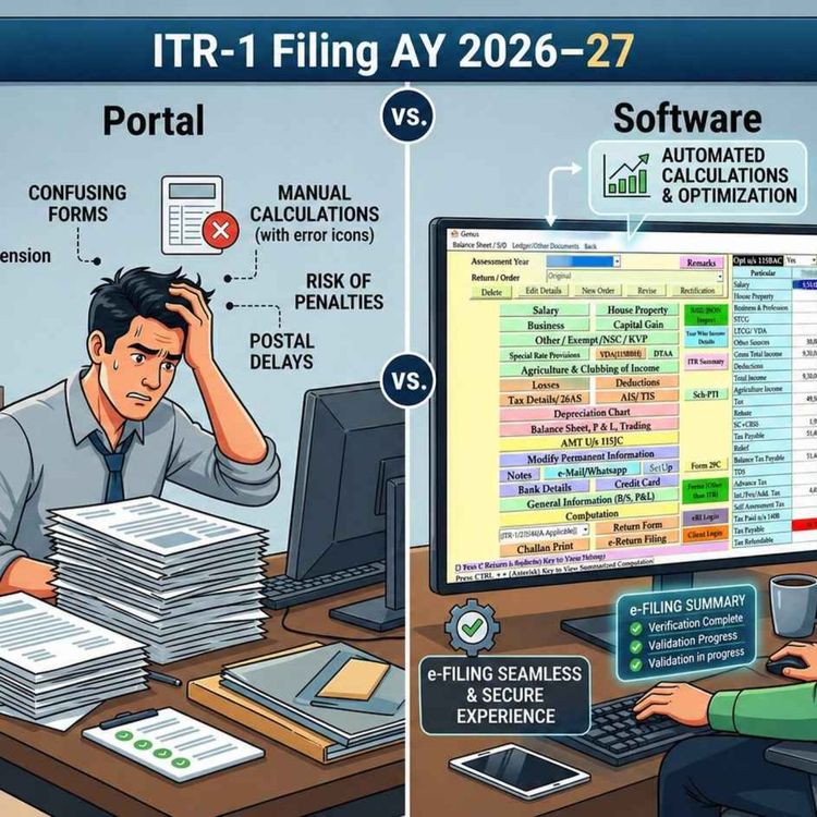 cover art for Latest Changes in ITR-1 AY 2026-27: Portal vs. Software E-Filing