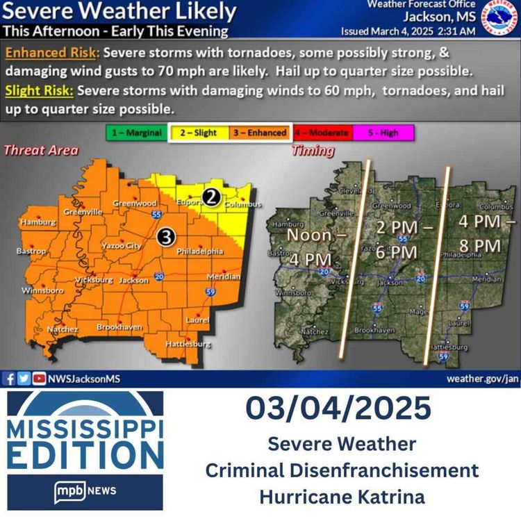 cover art for 03/04/2025: Severe Weather | Criminal Disenfranchisement | Hurricane Katrina