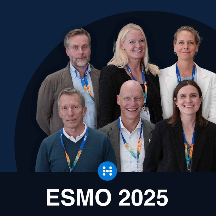 cover art for ESMO 2025 Oppsummert med Kristina Lindemann, Katharina Bischof, Jan Oldenburg, Maria Vigmostad, Egil Blix og Bjørn Naume