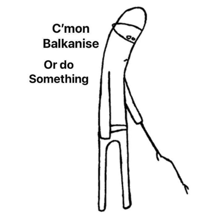 cover art for Balkanisation bedlam, protesting to survive, sticky floors and dirty venues