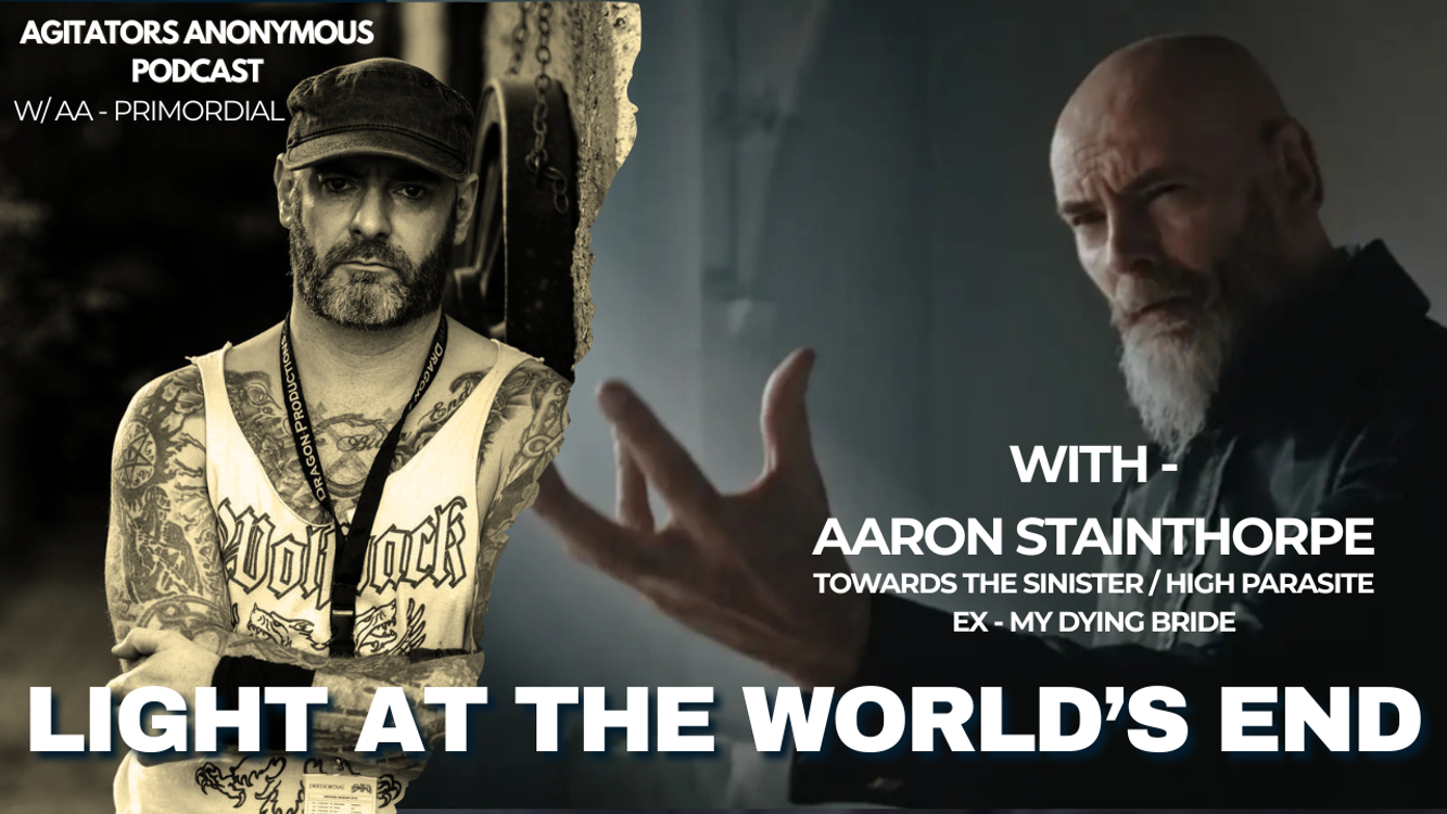 cover art for a chat w/ Aaron Stainthorpe (Towards the Sinister, High Parasite, ex - My Dying Bride)