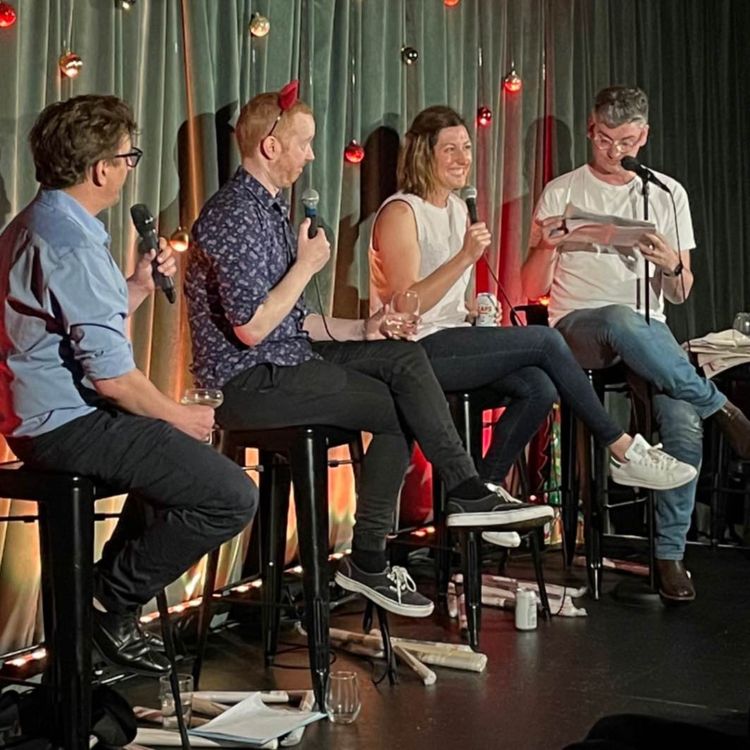 cover art for Live Christmas Edition with Celia Pacquola, Satan (Luke McGregor) and Dick Gribblet (Ben Russell)