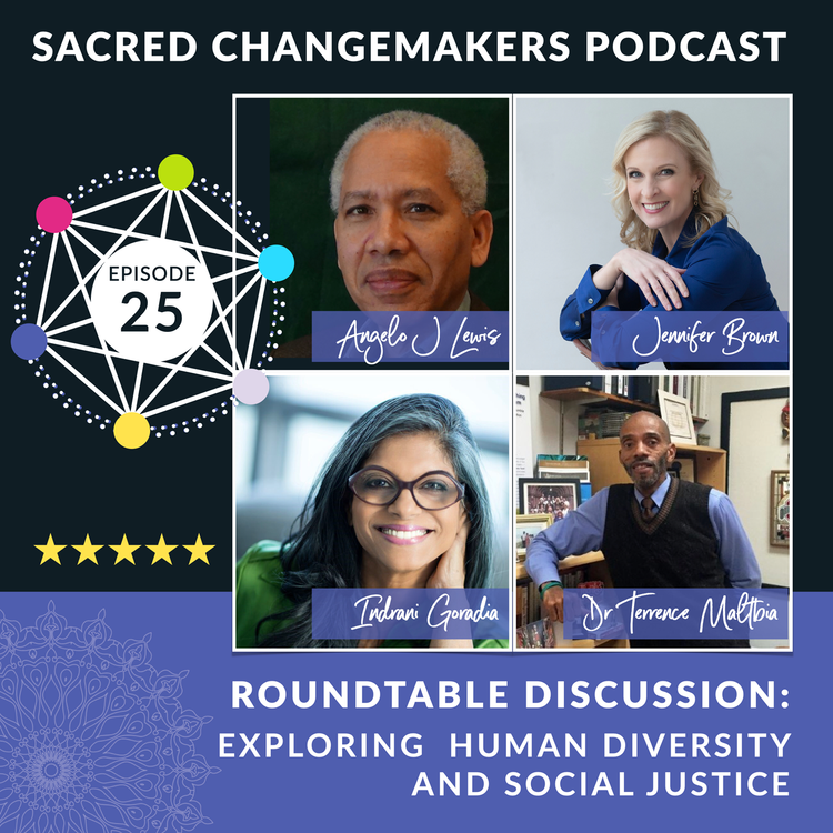 cover art for 25 | Exploring Human Diversity And Social Justice with Jennifer Brown, Dr Terry Maltbia, Indrani Goradia, and Angelo John Lewis