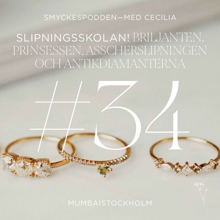 cover art for 34. Slipningsskolan! Den gnistrande briljanten, majestätiska prinsessen, lyxiga asscherslipningen och de charmiga antikdiamanterna