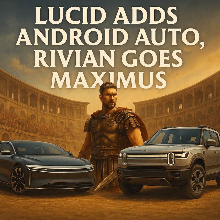 cover art for Lucid Adds Android Auto, Rivian Goes Maximus