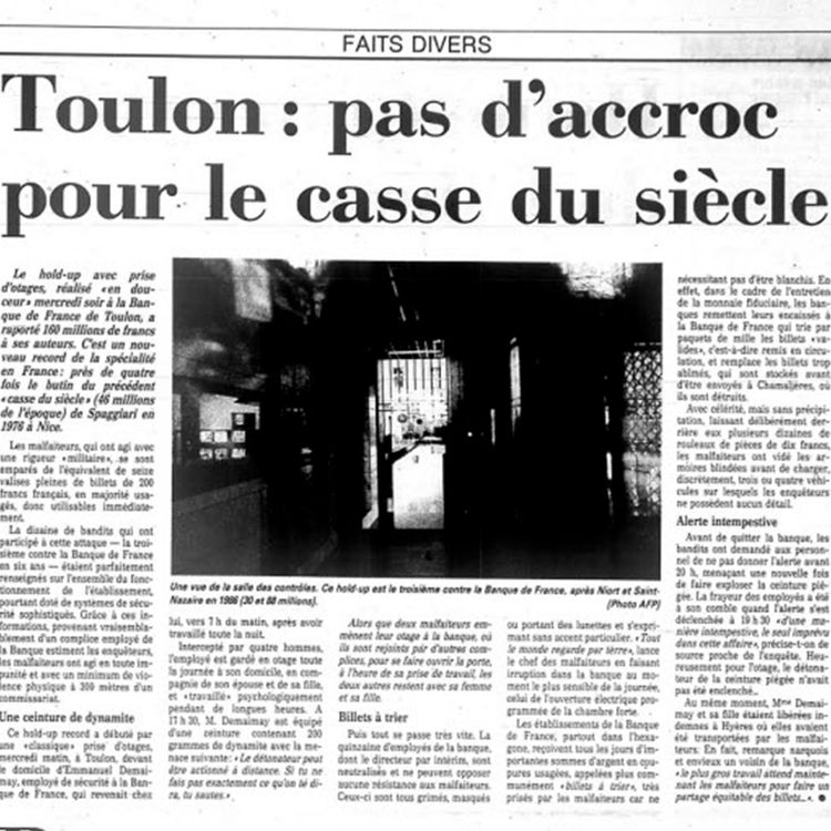 cover art for Le 16 décembre 1992 : le "casse du siècle" est réalisé à Toulon