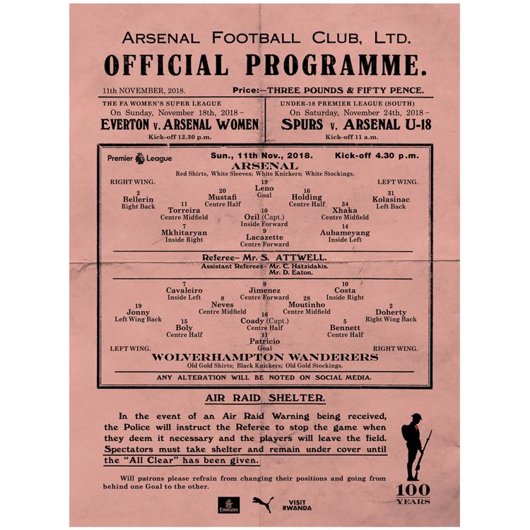 cover art for Arsenal v Wolves - November 11, 2018