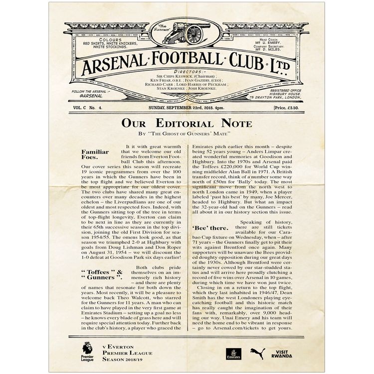 cover art for Arsenal v Everton - August 23, 2018