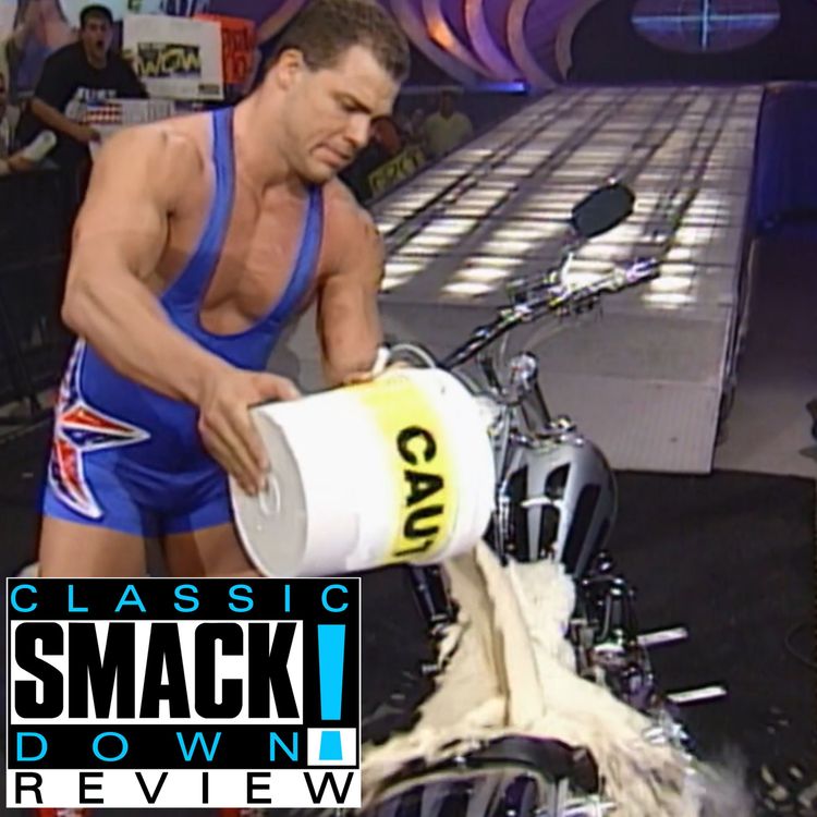 cover art for Classic Smackdown Review #45 | Kurt Angle Destroys The Undertaker's Motorcycle, The Rock teams with Chris Jericho