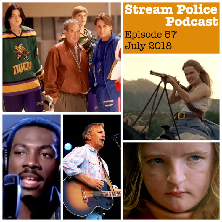 cover art for #57 - Rewatching THE MIGHTY DUCKS trilogy; HEREDITARY; WESTWORLD season 2; Actors who are musicians