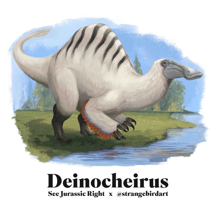 cover art for Deinocheirus (Jurassic June 2024 with Andrea Ciofalo aka @Strangebirdart!)