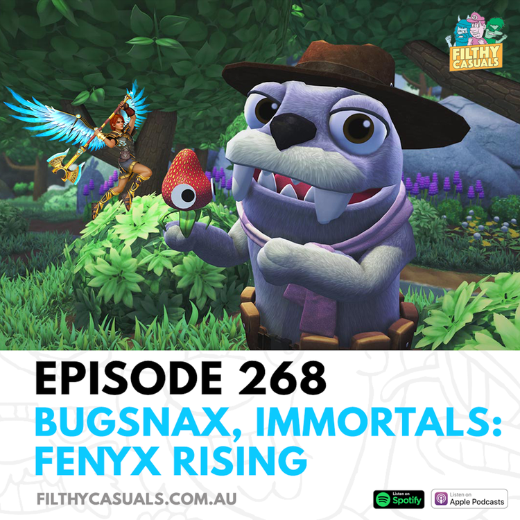 cover art for Episode 268: Bugsnax Review, Immortals: Fenyx Rising Review