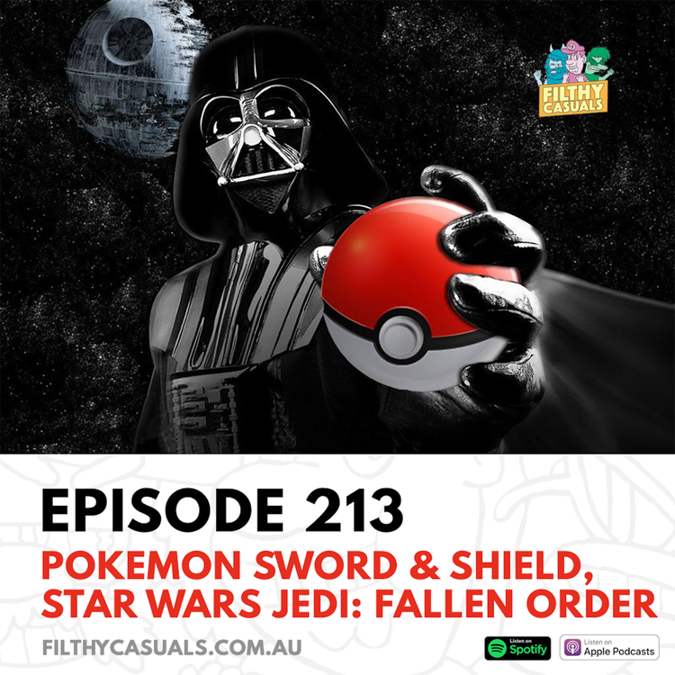 cover art for Episode 213: Pokemon Sword and Shield, Star Wars Jedi: Fallen Order Review