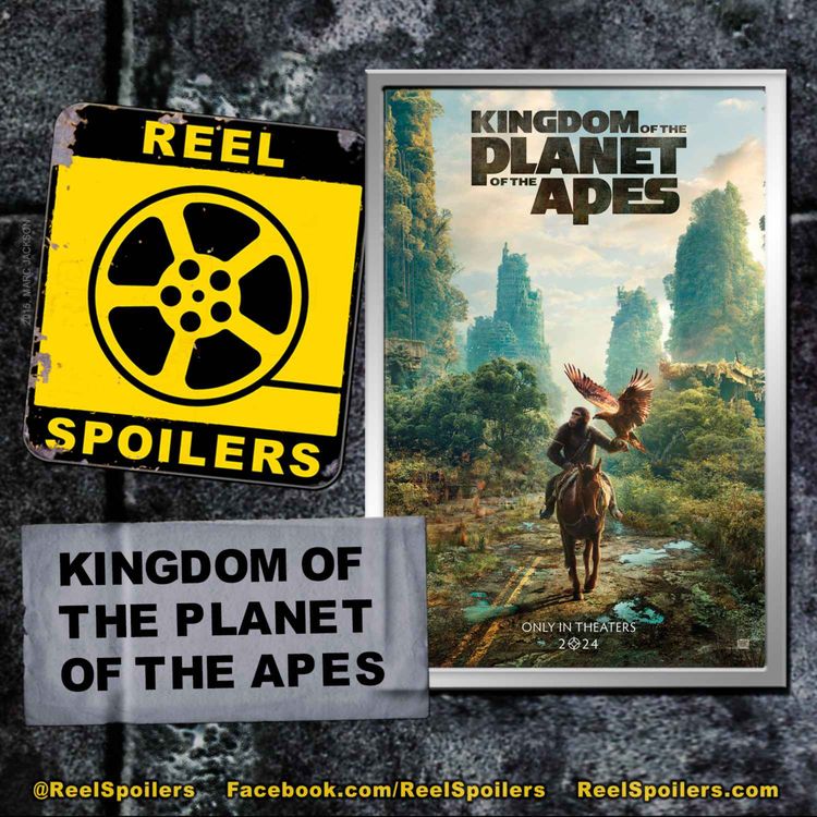 cover art for KINGDOM OF THE PLANET OF THE APES Starring Owen Teague, Freya Allan, Kevin Durand