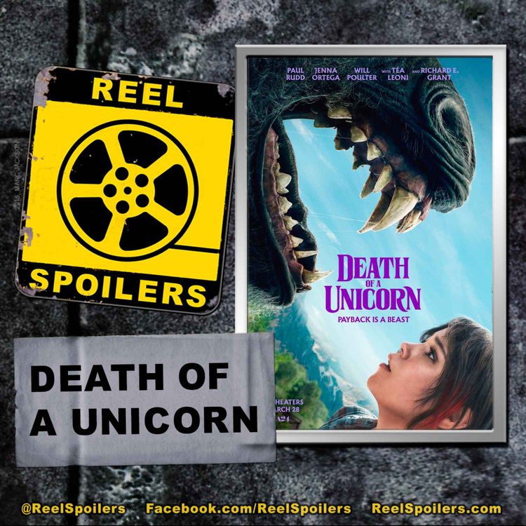 cover art for DEATH OF A UNICORN Starring Jenna Ortega, Paul Rudd, Richard E. Grant
