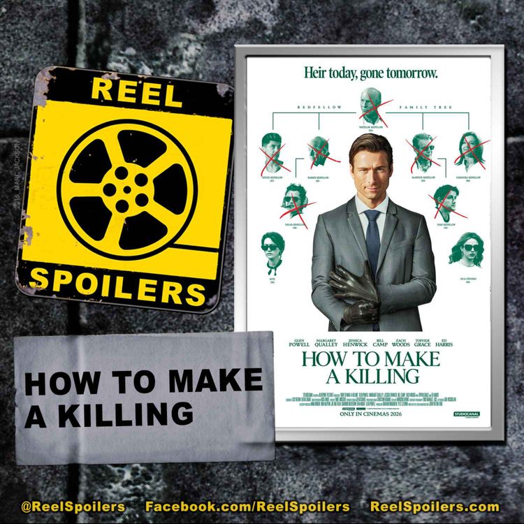cover art for HOW TO MAKE A KILLING Starring Glen Powell, Margaret Qualley, Jessica Henwick, Adrian Lukis