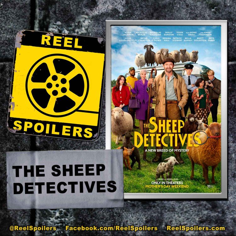 cover art for THE SHEEP DETECTIVES Starring Hugh Jackman, Julia Louis-Dreyfus, Brett Goldstein, Patrick Stewart, Regina Hall