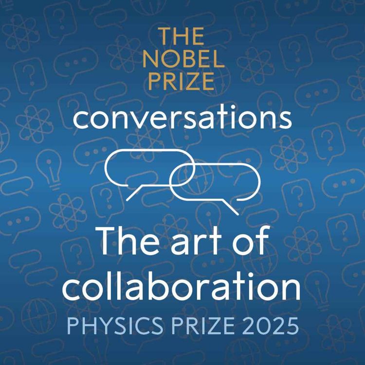 cover art for 'The art of collaboration' with 2025 physics laureates: John Clarke, Michel Devoret and John Martinis
