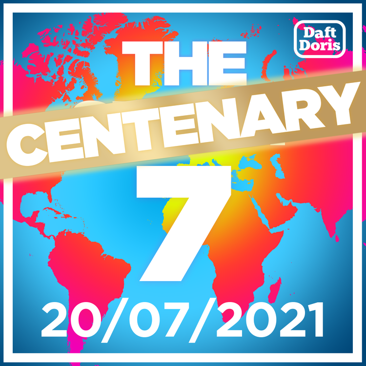 cover art for Ep 400. Freedom Day marked by partying and protests, Vaccine passports on the way, Cummings speaks out on Boris and Jeff Bezos heads to Space...