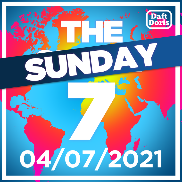 cover art for Ep 384. The Sunday 7 - Fool's Gold, the Billionaire Space Race, 3D printed fake steak and 375 puppies in a room...