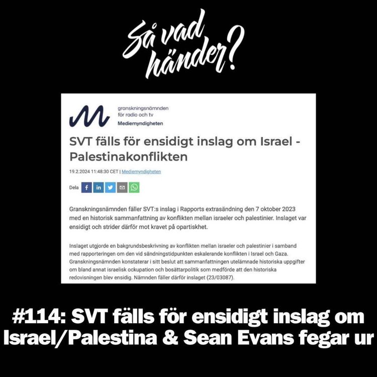 cover art for #114: SVT fälls för ensidigt inslag om Israel/Palestina & Sean Evans fegar ur (reklamfri!)