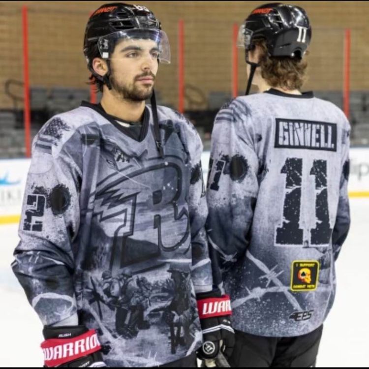 cover art for Rapid City Rush Military Appreciation Jersey talk with the Artist AMP and Drew The Play by Play announce and Public Relations