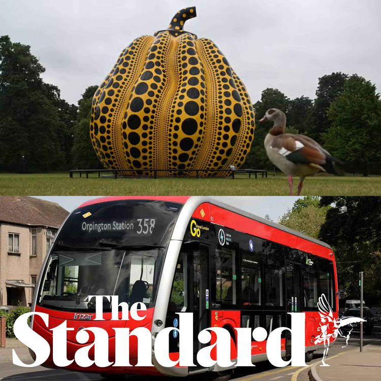cover art for London’s new ‘tram-bus’ & Yayoi Kusama’s public art pumpkin