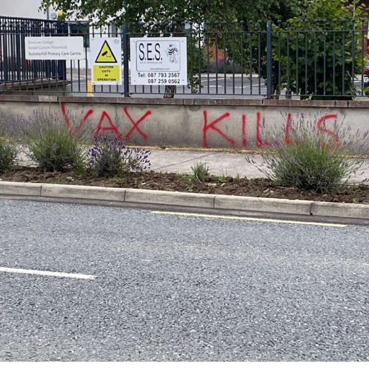 cover art for Anti-vaccine graffiti attack on local GP surgery