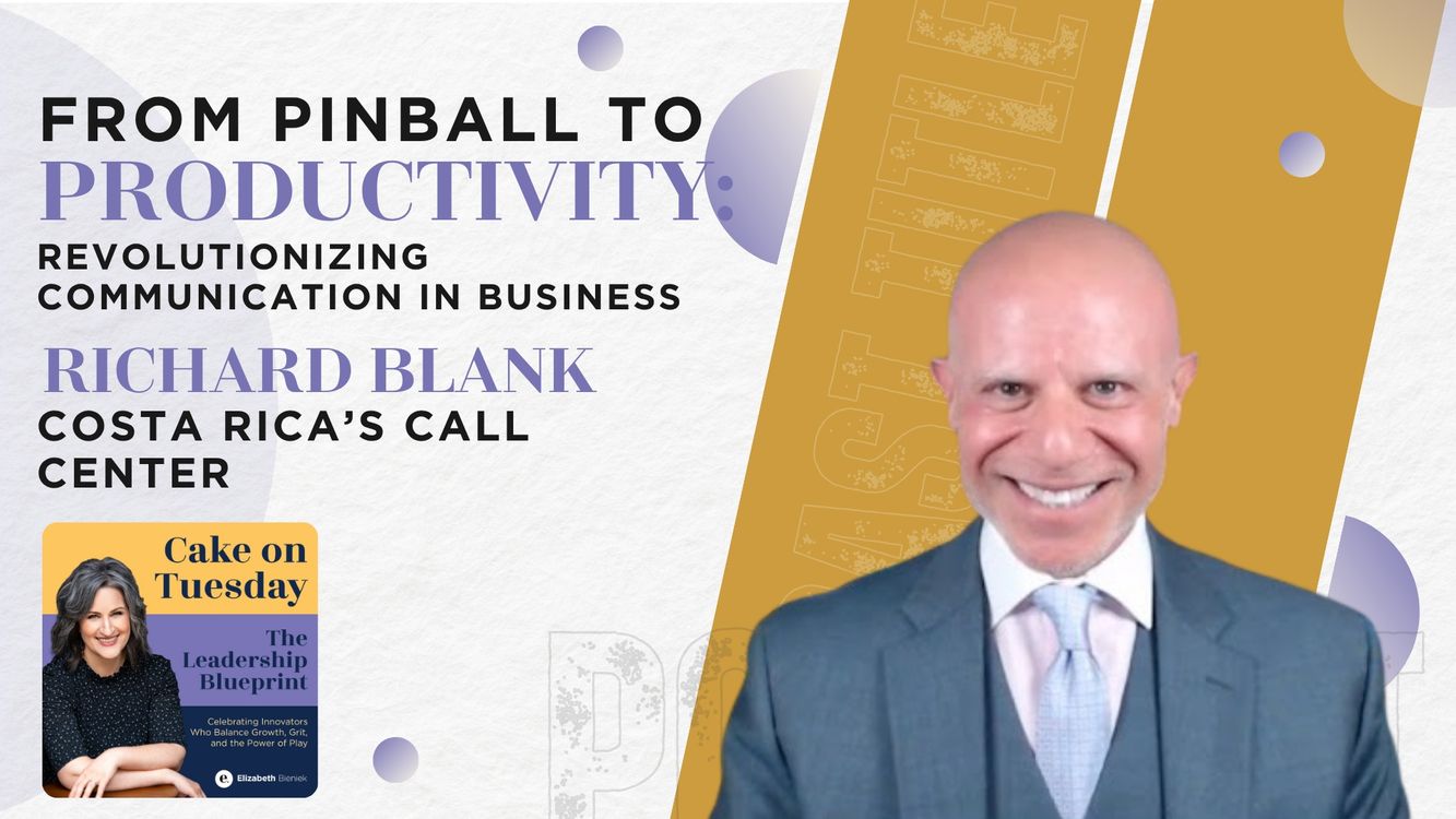 cover art for Cake On Tuesday Podcast. Host Elizabeth Bieniek interview with a pinball collector CEO Richard Blank