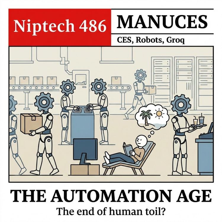 cover art for 486 - MANUCES - CES, Robots, Groq