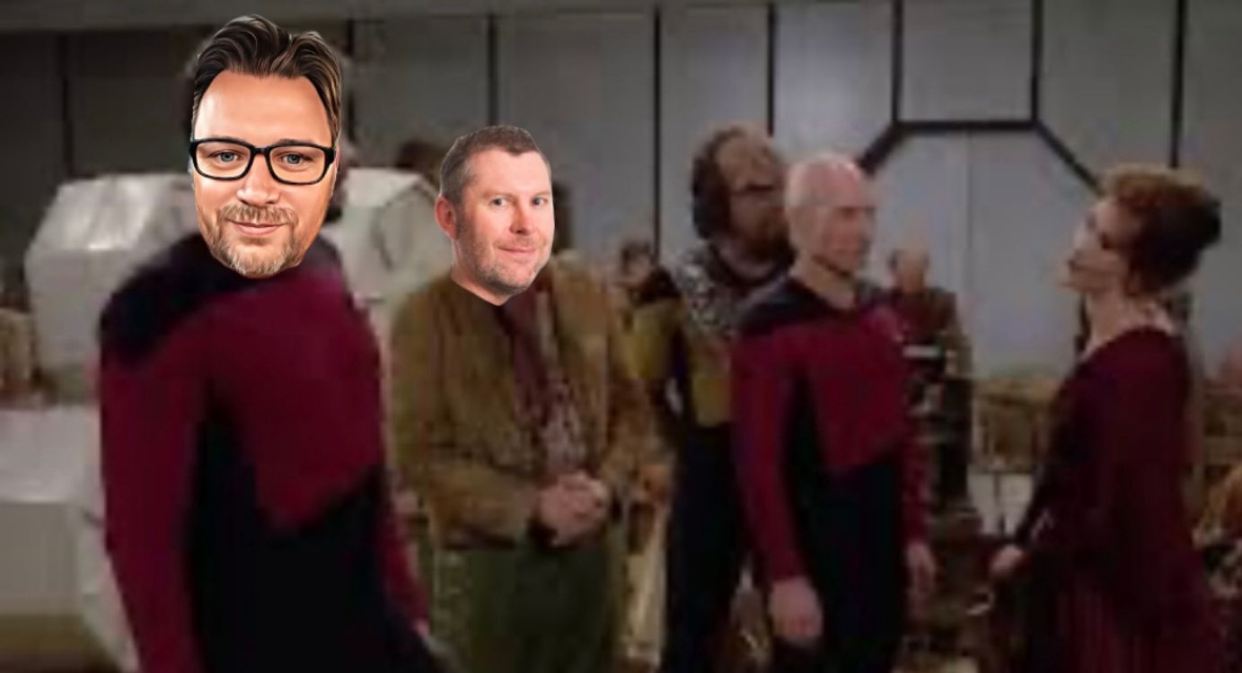 cover art for Episode 96: TNG’s Up The Long Ladder (45 on our list of 50 Shades of Trek)