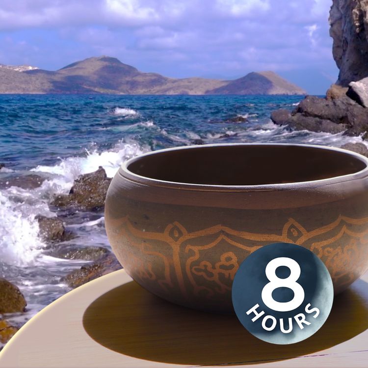 cover art for Cuencos tibetanos y olas del mar | Música para dormir o estudiar | Ruido blanco (8 horas)