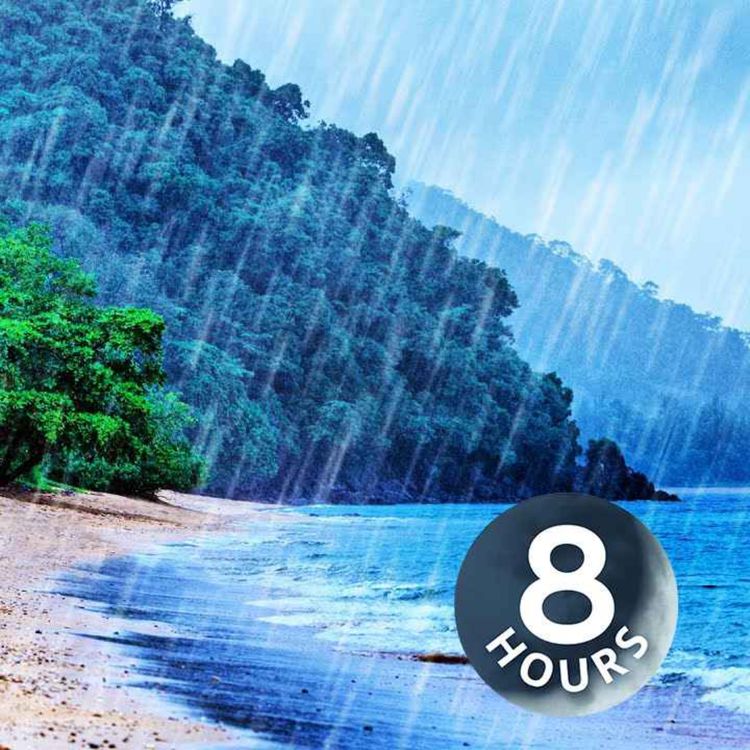 cover art for Ruido blanco de la lluvia sobre la playa | Sonidos de tormenta tropical y olas del océano para dormir, estudiar o relajarse (8 horas)