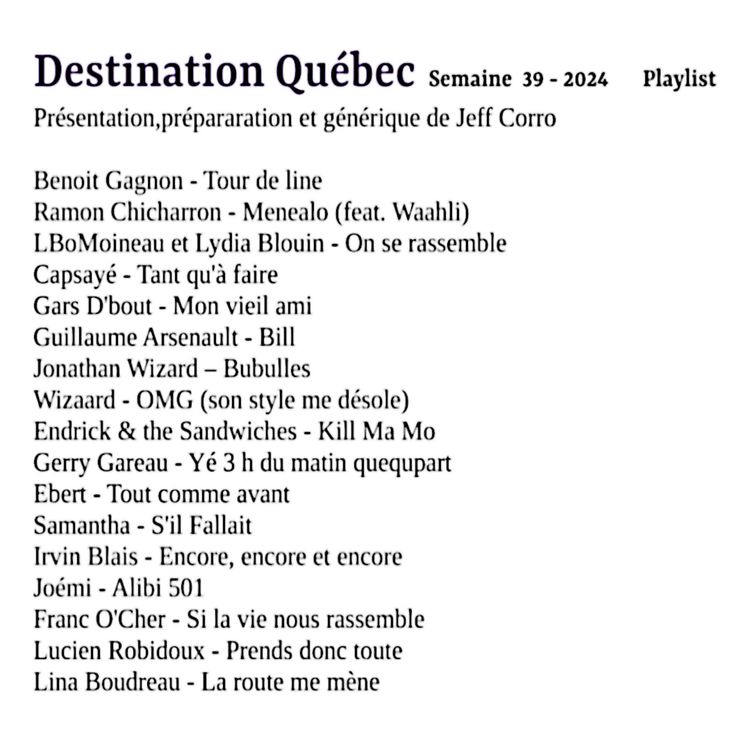 cover art for Le podcast de Destination Québec de la semaine 39-2024