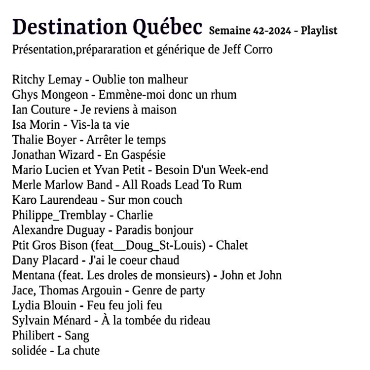 cover art for Le podcast de Destination Québec de la semaine 42-2024