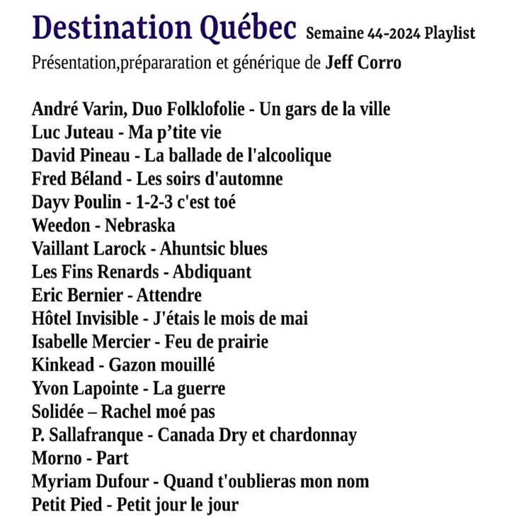 cover art for Destination Québec,le podcast de la semaine 44-2024