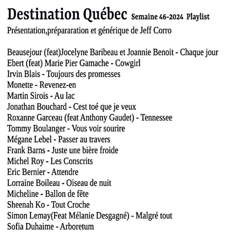 cover art for Destination Québec,le podcast de la semaine 46-2024