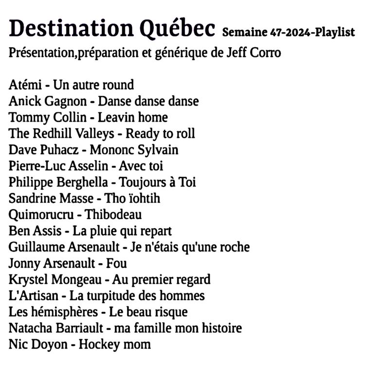 cover art for Le podcast de destination Québec de la semaine 47-2024