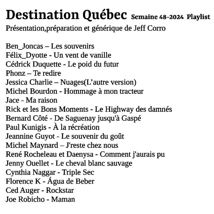 cover art for Destination Québec,le podcast de la semaine 48-2024