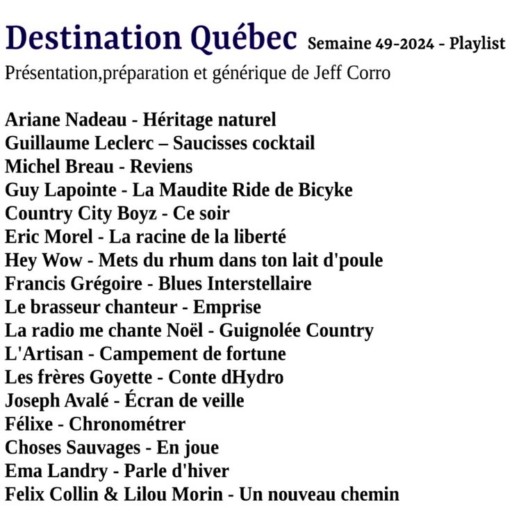 cover art for Destination Québec le podcast de la semaine 49-2024