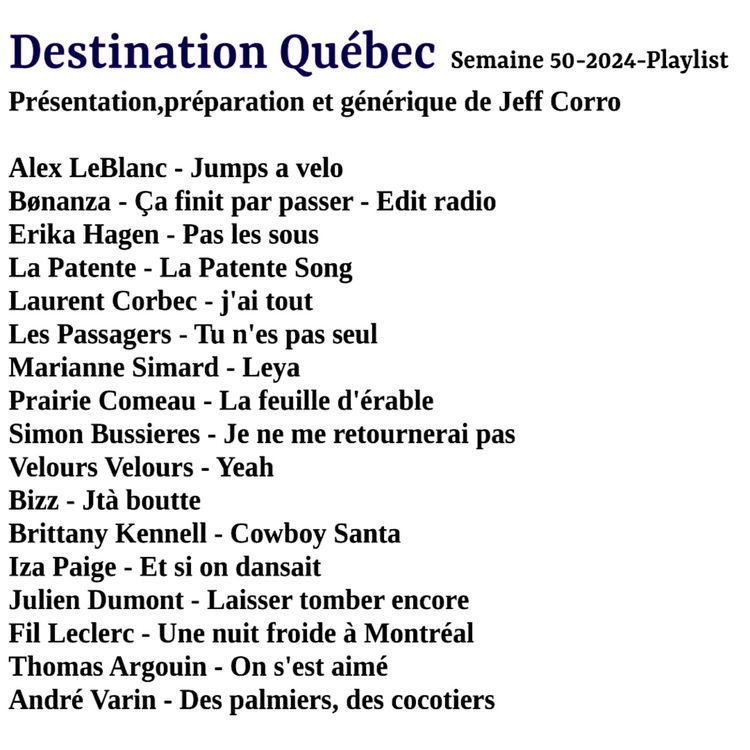 cover art for Destination Québec,le podcast de la semaine 50-2024