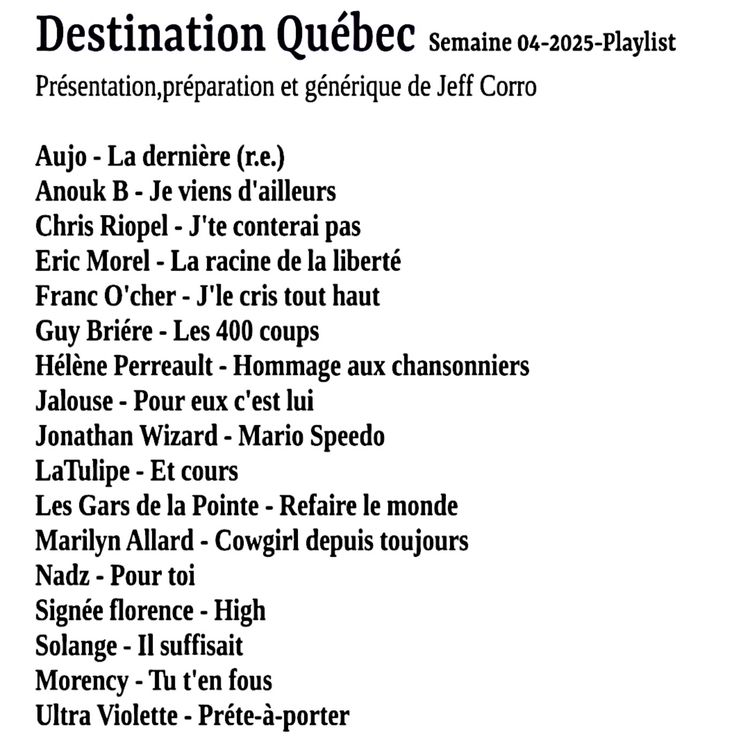 cover art for Destination Québec ,le podcast de la semaine 04-2025