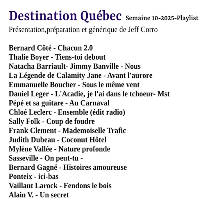 cover art for Destination Québec,le podcast de la semaine 10-2025