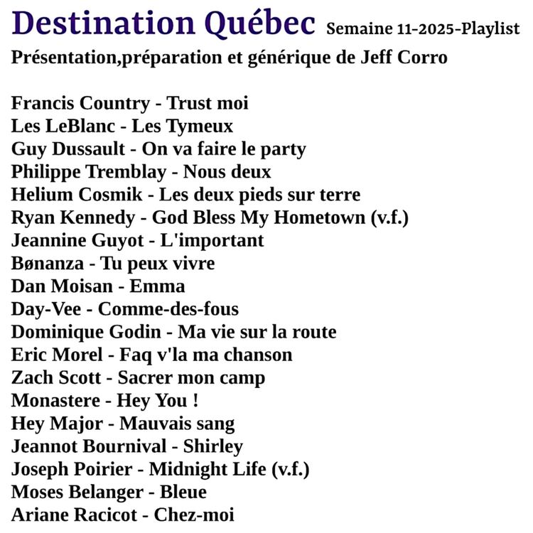 cover art for Destination Québec,le podcast de la semaine 11-2025