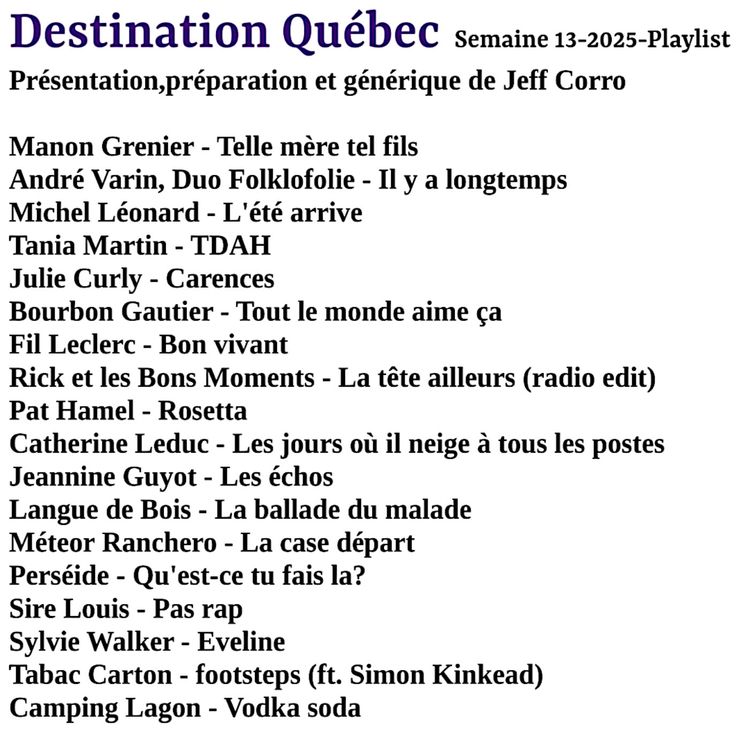 cover art for Destination Québec,le podcast de la semaine 13-2025